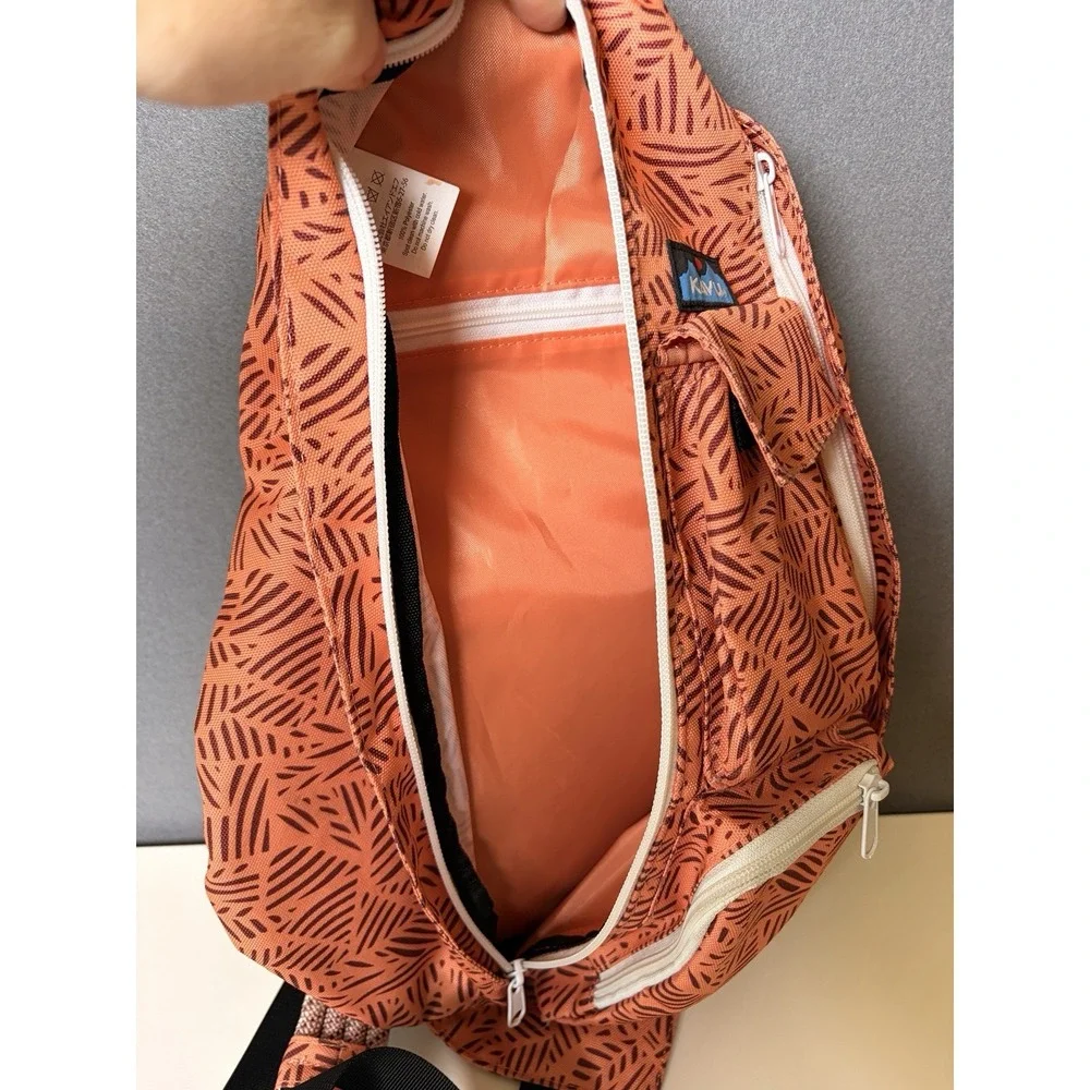 Kavu Rope Sling Crossbody Backpack Orange Tribal Geometric Hiking Rope Bag